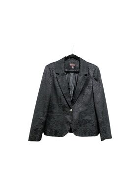 Dana Buchman Black Floral Jacquard Blazer